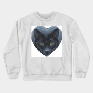 Black Cat Heart Portrait Crewneck Sweatshirt